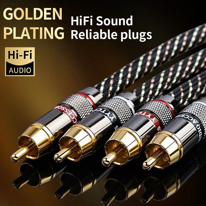 YYTCG HIFl stereo RCA Audio kabel 6N OFC Stecker auf Stecker 2RCA zu 2RCA Audio Kabel mit Vergoldeten stecker PlugFür CD Verstärker Image