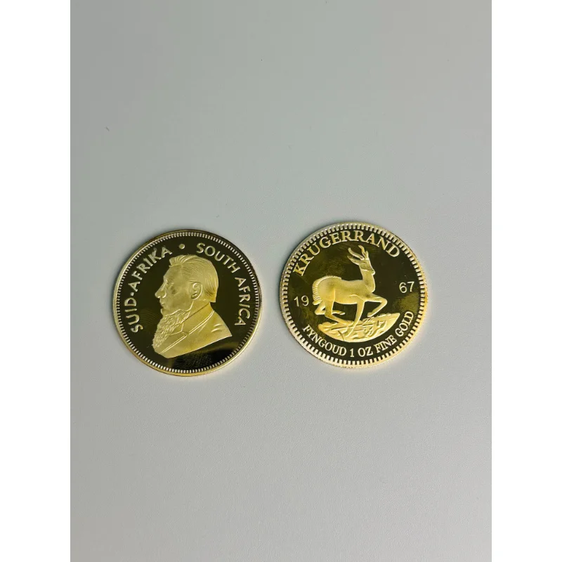 Gold-Krugerrand-Münze 4cm – Replikat der königlichen Münze als Reichtumssimulator für Geschenke, Heimdekoration und Münzsammlungen Image