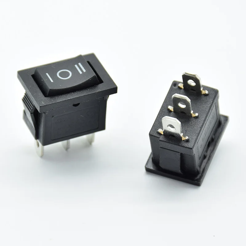 5 Teile/los 21*15*21mm schwarz SPDT Ein/Aus/Ein AC 6A/250V 10A/125V 3 Pin Boot Wippschalter Dritte Gang 3 Position Image