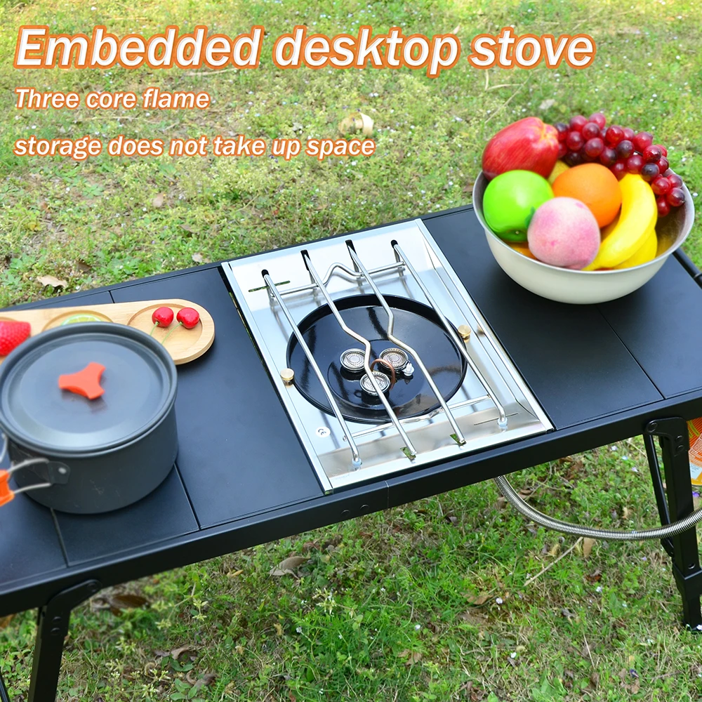 2026 Neuer Camping-Klapptisch mit abnehmbarem IGT-Gasherd, tragbarer, leichter Camping-BBQ-Grilltisch für Outdoor-Picknick und Angeln