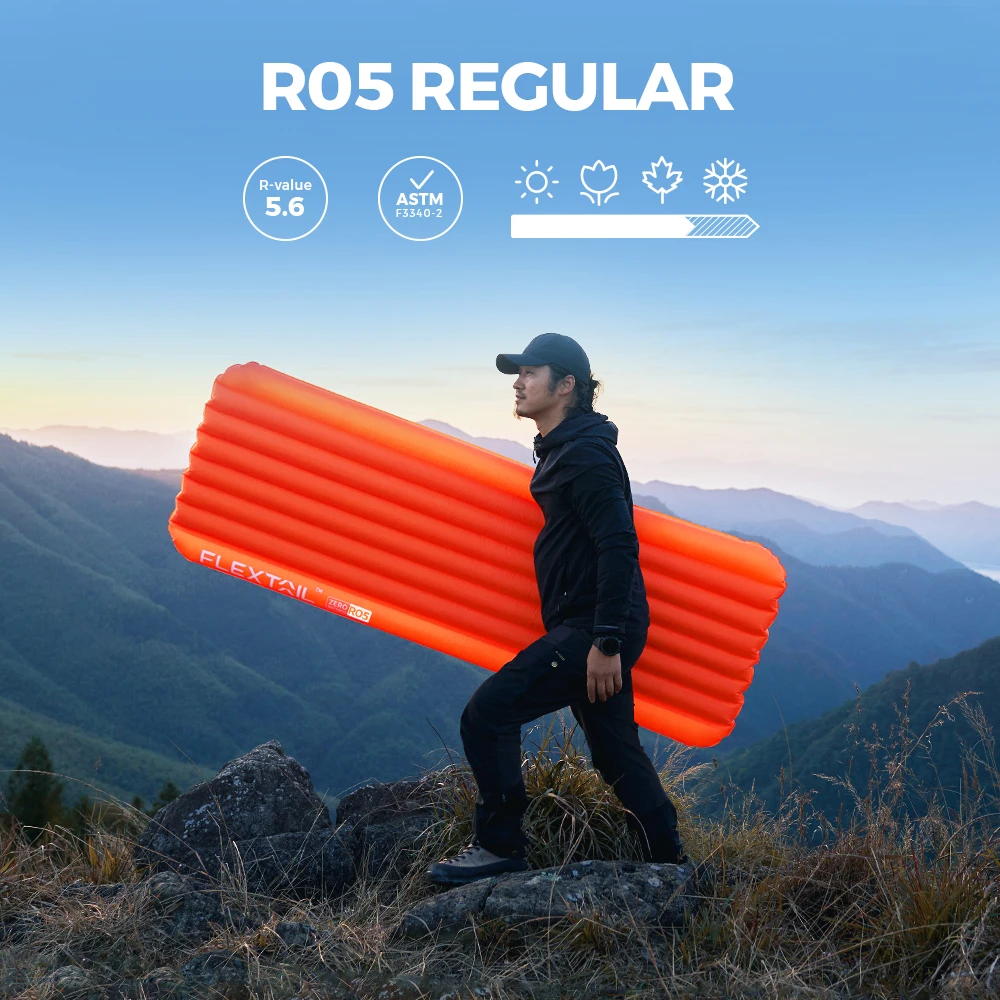 FLEXTAIL ZERO MATTRESS PLUS – 196 cm isolierte Isomatte mit 5,6/6,0 R-Value, ultraleichte aufblasbare Campingmatte