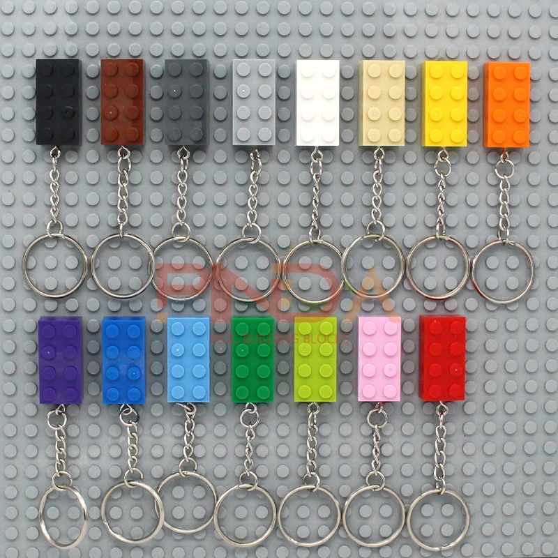 10 Stück MOC 2x4 Schlüsselanhänger Bausteine Kreatives Geschenk mit MOC Ziegel Schlüsselanhänger Ziegel Platte kompatibel Image