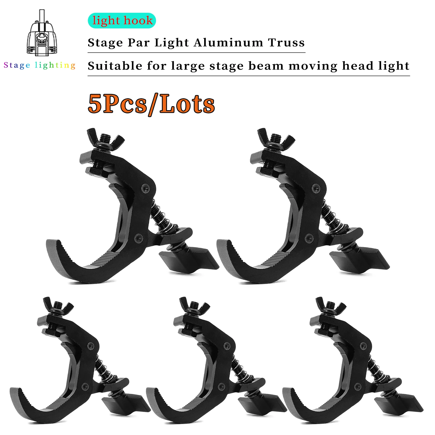 5 Teile/lose 150 kg 40-60mm Aufhänger Bühne Licht Alumimun Legierung Clamp Haken Halterung Bühne Langlebig Heavy Duty Theater DJ Beleuchtung Kit