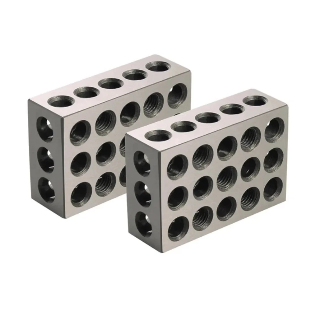 2 Stück gehärteter Stahlblock 1-2-3 Zoll, 0,0002 Zoll präzisionsausgerichtet, für Maschinisten, 123 Fräswerkzeug, 23 Löcher, 25-50-75 mm Blocklehre Image