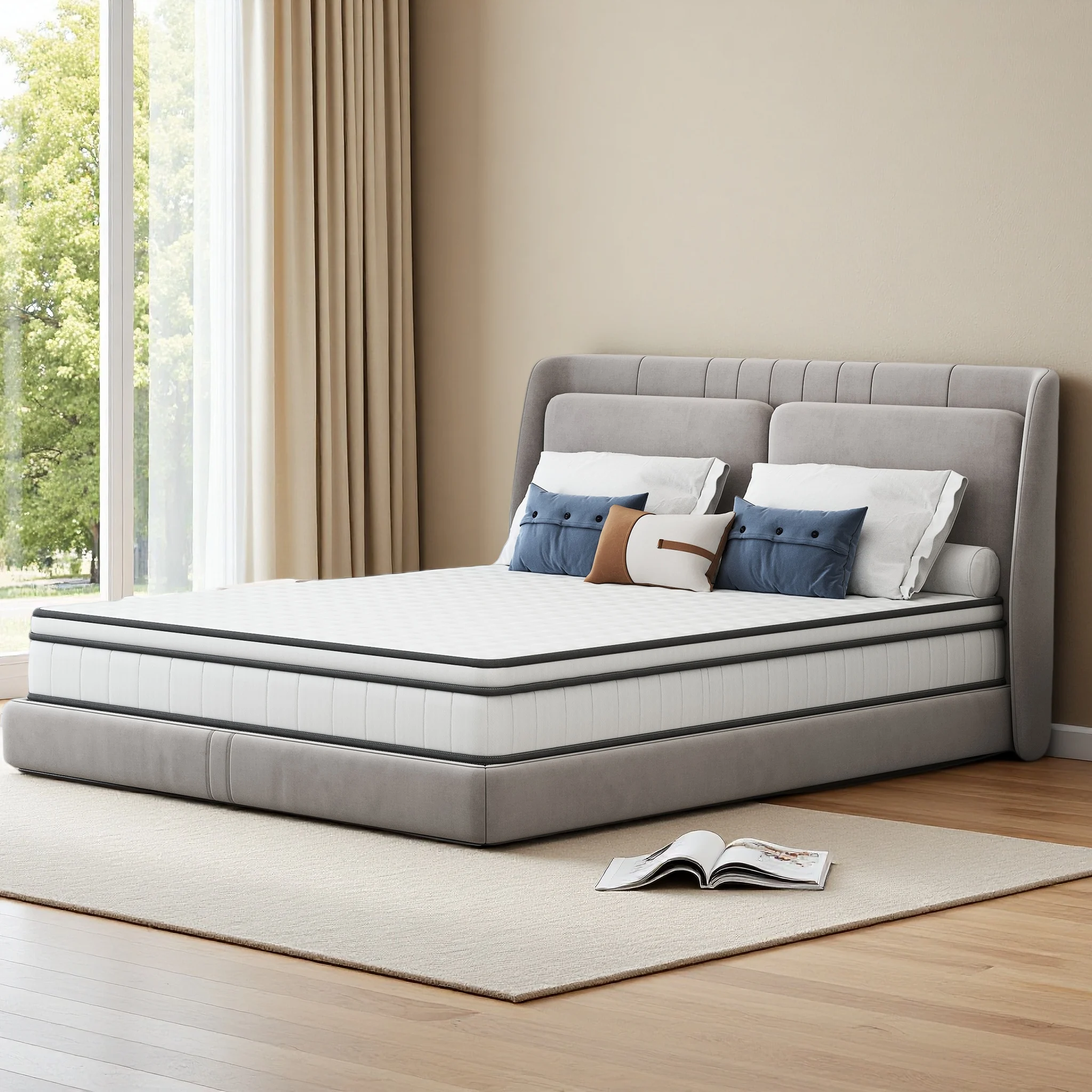 Anajqaqia 90/140×200cm Federkernmatratze, 3D Atmungsaktive Matratze, Ergonomische Taschenfederkernmatratze, Mittlere Festigkeit, Dicke 25cm, Weiß