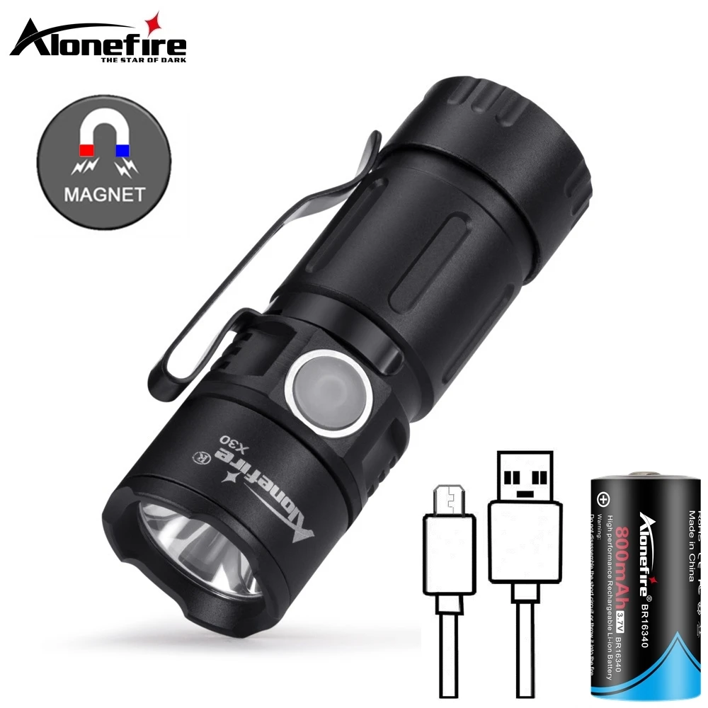 X30 5 W LED tragbare Mini Led Taschenlampe Magnet USB Aufladbare Outdoor kind dame Rucksack Tasche Taschenlampe lampe 16340 batterie Image
