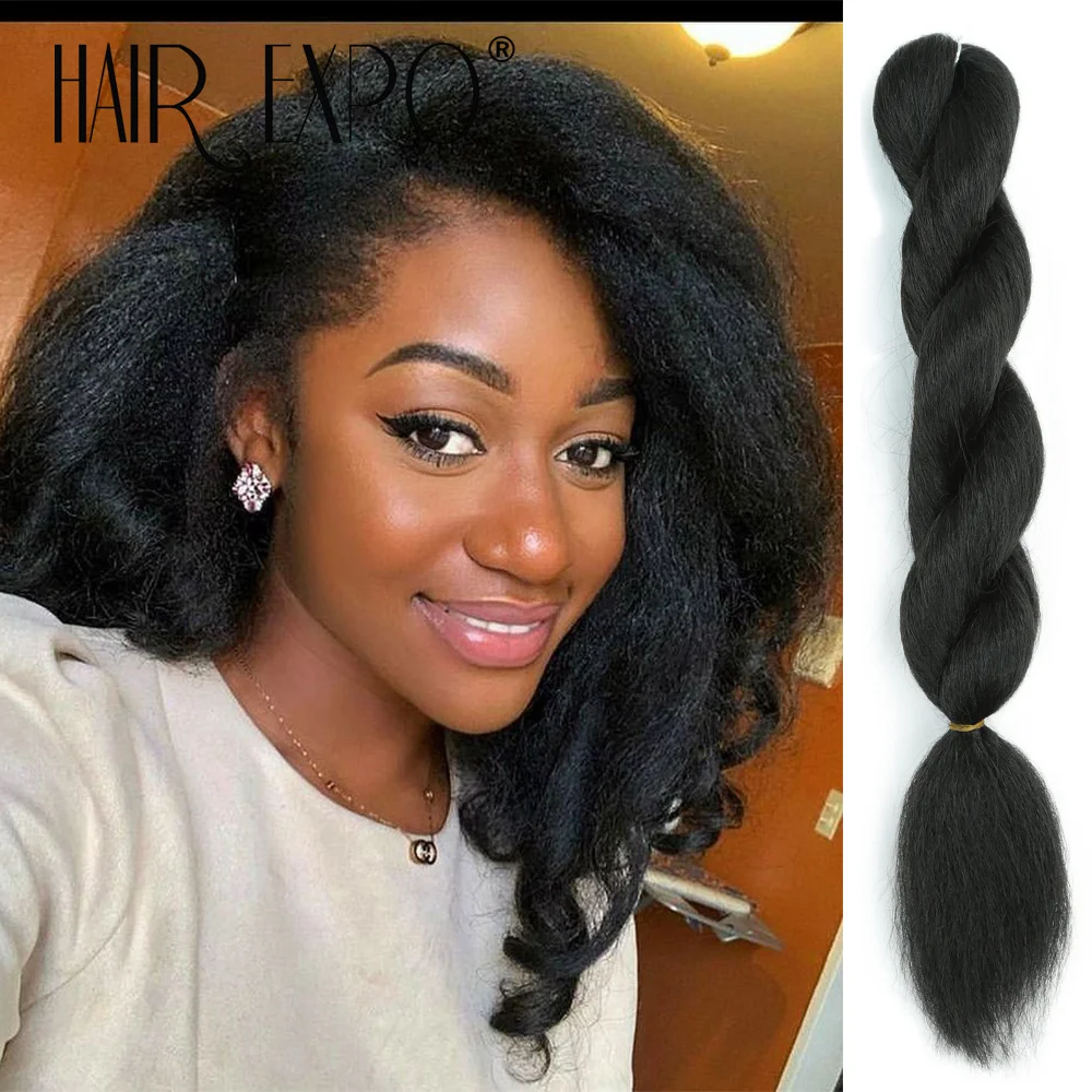 16 Zoll Vixen Crochet Bulk Hair Synthetic Jumbo Braids Fluffy Yaki Straight Crochet Hair Afro Kinky Curly Flechten Haarverlängerung Image