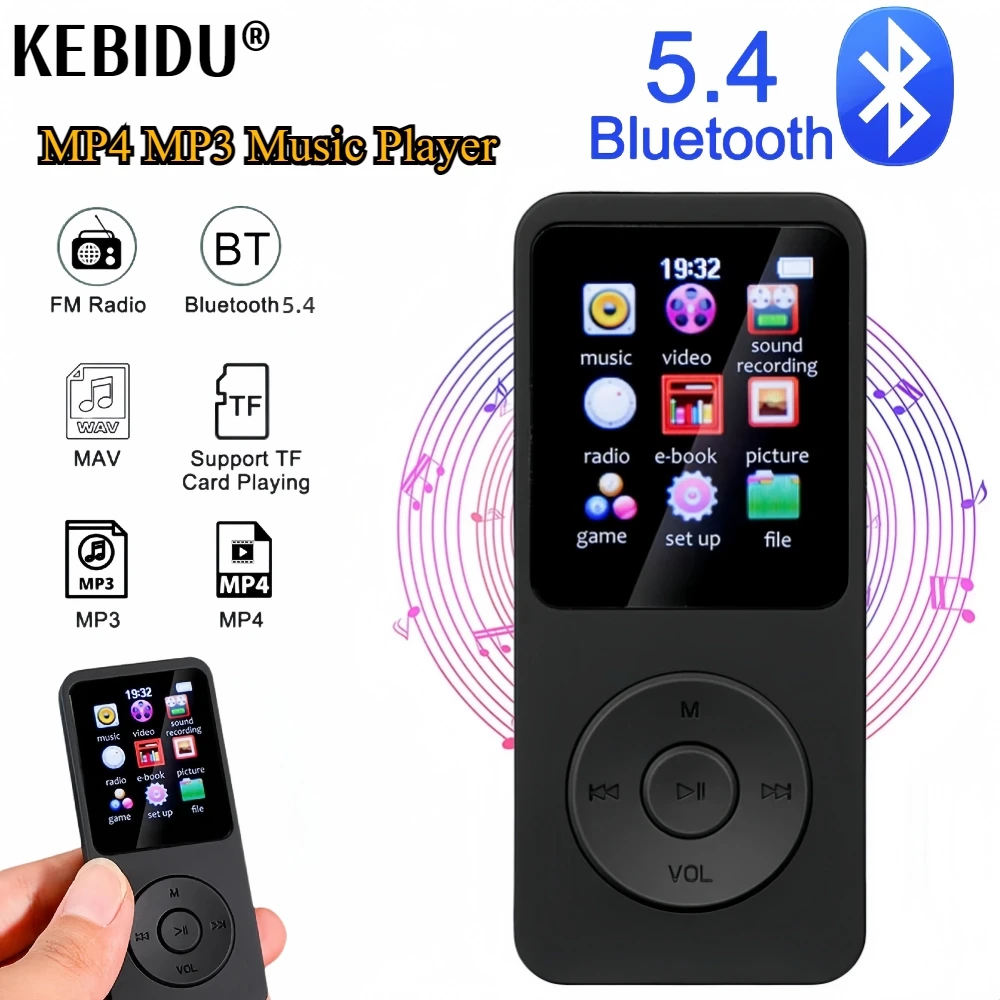 1,8 Zoll MP4 MP3-Player Eingebauter Lautsprecher Tragbarer Musik-Player Bluetooth 5.4 Stereo-Player Sport FM-Radio E-Book TF-Aufnahme Image