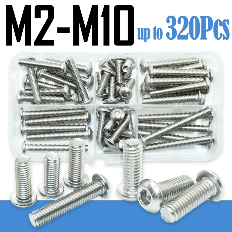 M2 m2, 5 m3 m4 m5 m6 m8 m10 Knopf kopf Innen sechs kant Maschinen schrauben Schraubens atz Edelstahl iso7380 Inbus runde Sechs kant antriebs schrauben Image