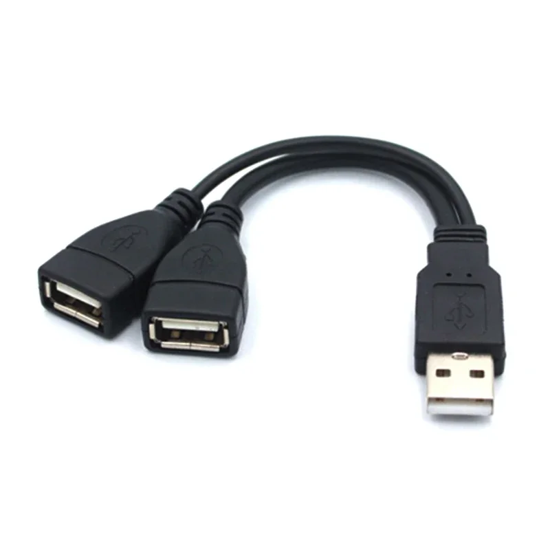 1 Stecker auf 2 Buchsen Verlängerungskabel USB 2.0 Splitter Y-Kabel Netzteil Konverter für PC Auto Datenübertragung Aufladen Image