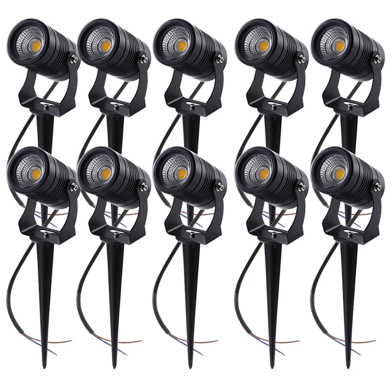 10PCS LED Garten Lichter Outdoor LED Wasserdichte Rasen Lampe 220V110V 5W7W Landschaft Spike Birne IP65 Led Licht garten Pfad Strahler