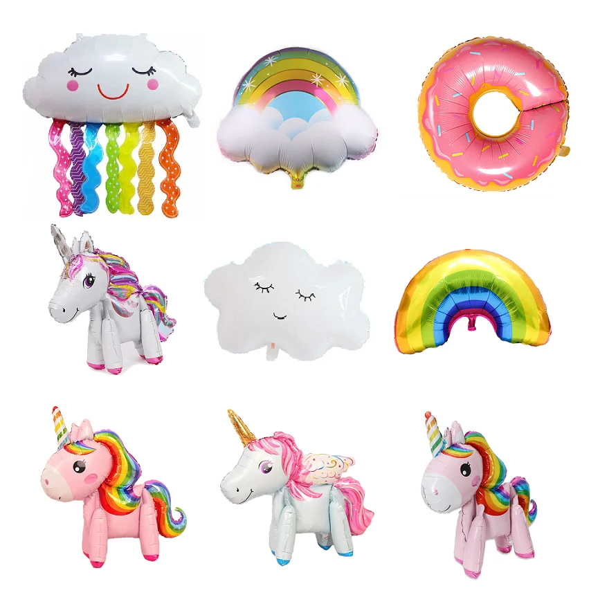 1 stück Von Großen Regenbogen Lächeln Weiß Cloud Donut Lce Creme Aluminium Form Helium Ballon kinder Geburtstag Party Spielzeug dekoration Image