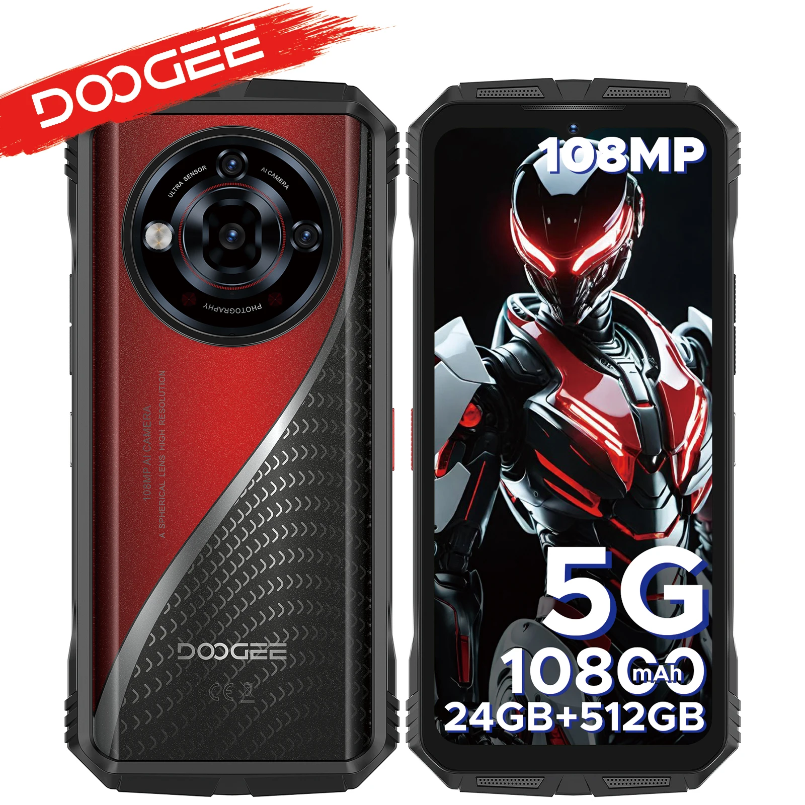 Robustes Smartphone DOOGEE S118 Pro 5G FHD 'FHD 120Hz' Abmessungen 24 GB RAM 512 GB ROM Akku 10800 mAh Tragbares Telefon Image