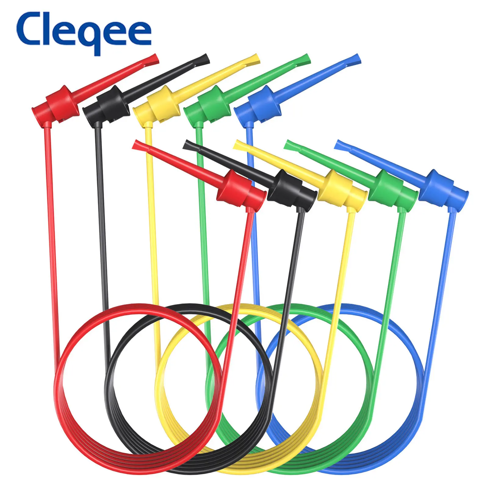 Cleqee P1520 5PCS Test Haken Clip zu Mini Grabber Test Führt SMD IC Werkzeug Silikon Jumper Draht 20AWG elektrische 50cm Test Kabel Image