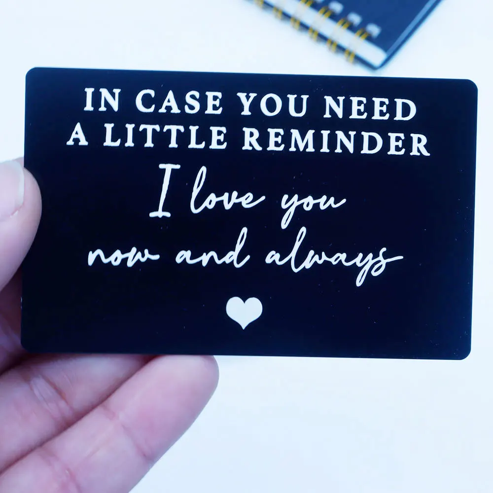 GEKTIMER Brieftaschenkarte, romantisch, „Ich liebe dich jetzt und immer“, Herz, inspirierendes Geschenk für Freund, Ehemann, Hochzeit, Geburtstagsgeschenk Image