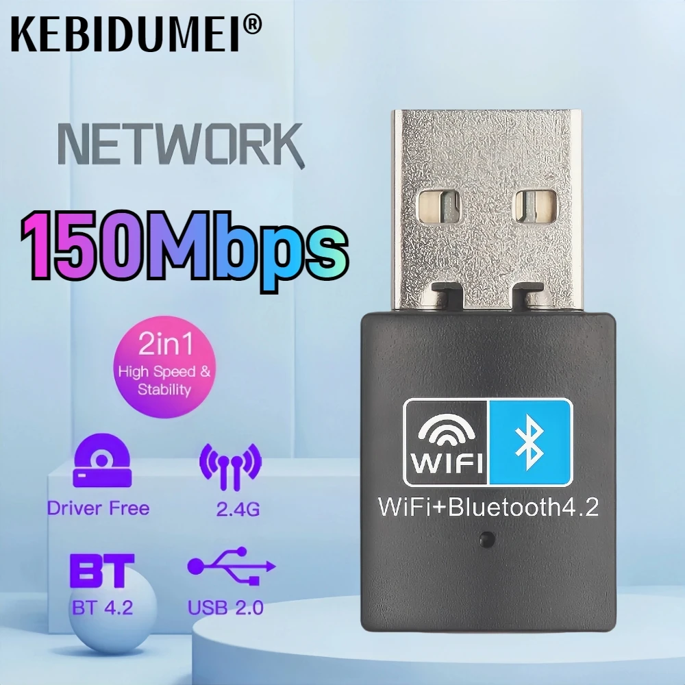 150 MBit/s WLAN Bluetooth-kompatibler WLAN-Adapter USB-Adapter 2,4g V 4,2 Dongle-Netzwerk karte RTL8723 für Laptop-PC-Desktop Image