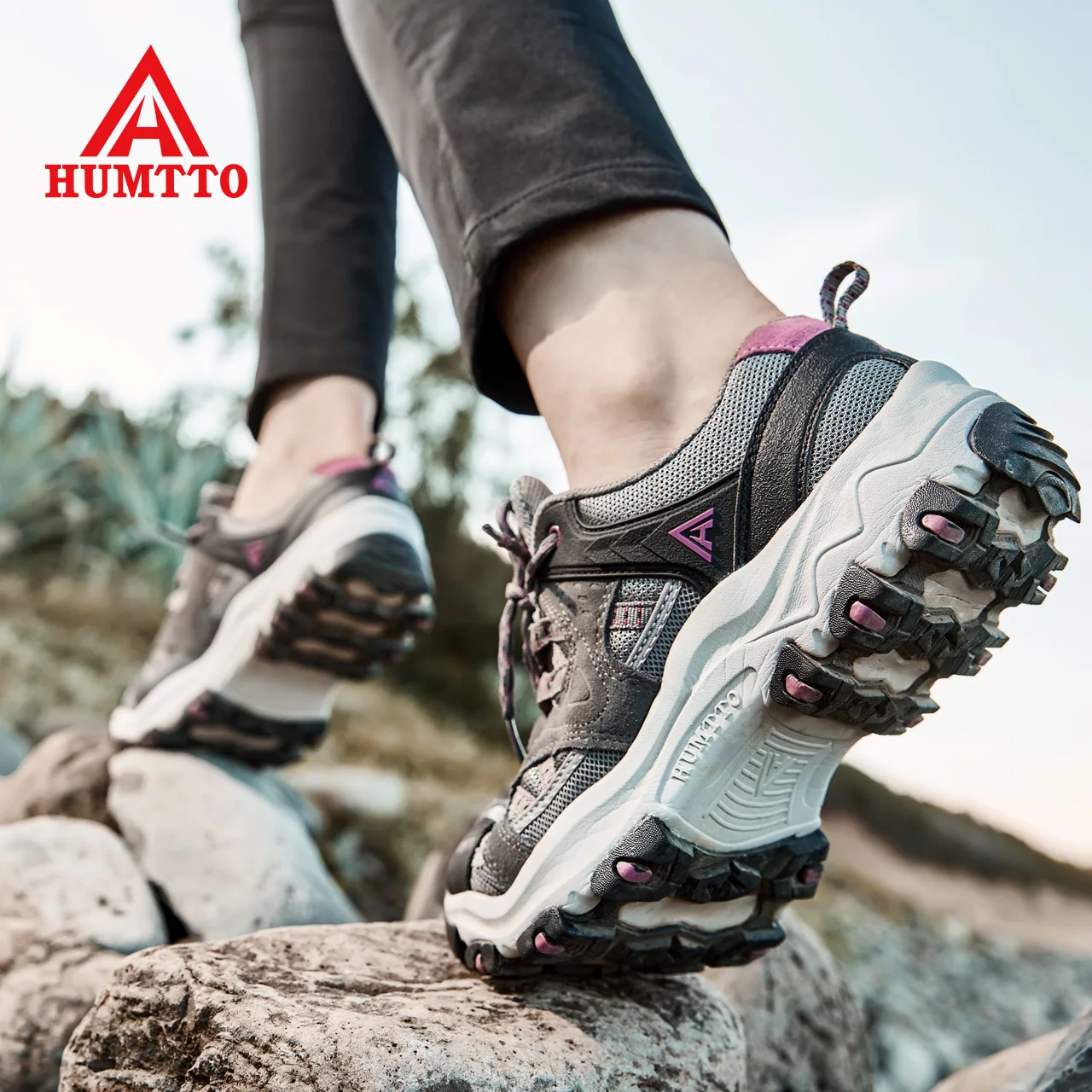HUMTTO Damen-Wanderschuhe, Frühling, Outdoor-Sport, Kletterschuhe, Wanderschuhe, warme Herren-Trekking-Sneaker, Stiefeletten, atmungsaktiv Image
