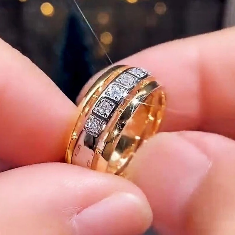 Caoshi stilvolle Temperament Frauen Eheringe mit schillernden Kristall trend igen weiblichen Verlobung schmuck Statement-Accessoires Image