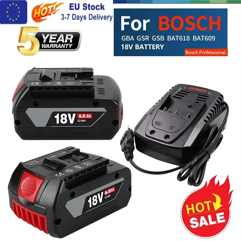 100 % Original-Ersatzakku für Bosch 18V, 18V6Ah Backup-Akkus, professionelles Drahtlos-System, Werkzeug BAT609 GBA18V80