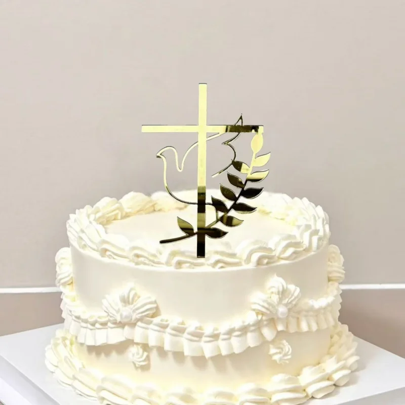 3 Stück Acryl-Dekorationen, Kuchendekorationen, Heilige Kommunion-Taufdekorationen, geeignet für Weihnachten, Ostern, Geburtstag, Hochzeit Image