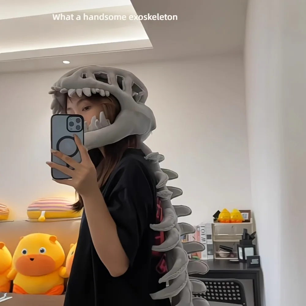 Dinosaurier-Skelett-Kopfbedeckungskissen, für Weihnachtsfeiern, ideal für Party-Cosplay-Kostüme und Sofa-Liegen von Dino-Kissen Image