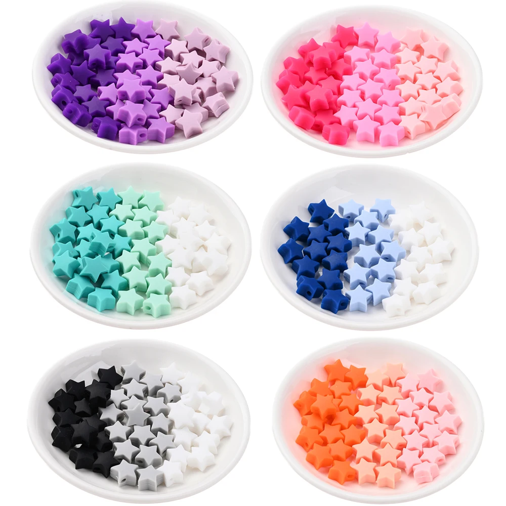 30Pcs 14mm Pentagramm Silikon Bead Set BPA FREI Food Grade Silikon Perlen Für DIY Schnuller Clip Kauen spielzeug Halskette Baby Spielzeug