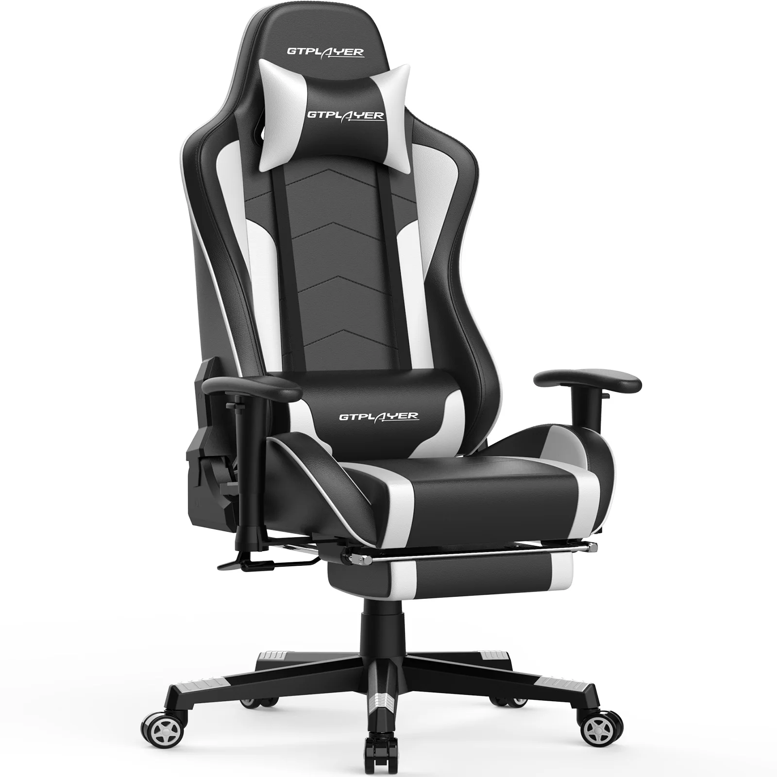 GTPLAYER Gaming Stuhl mit Fußstützen Bluetooth Lautsprecher Musik Stuhl Ergonomischer Computerstuhl Schreibtischstuhl