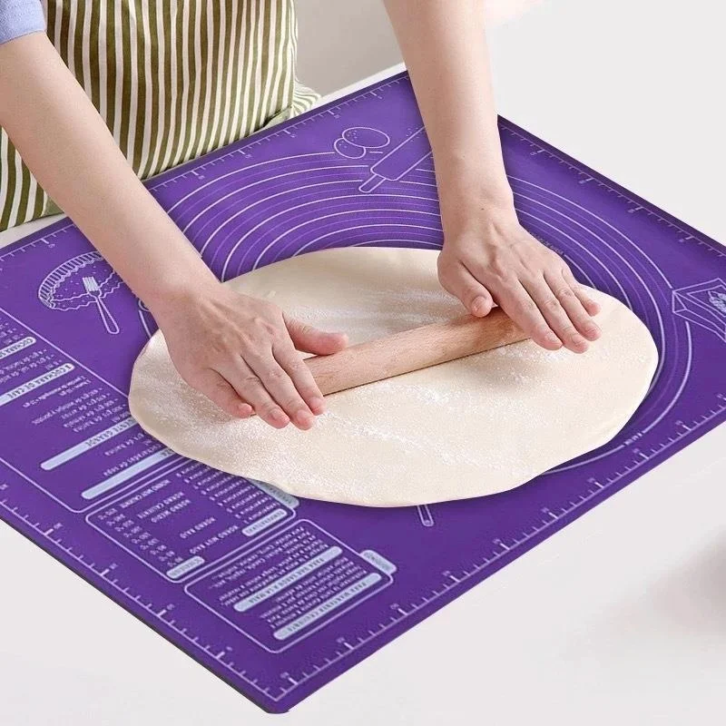 60 * 46 cm Silikon-Gebäckmatte, extra dick, antihaftbeschichtet, Backmatte mit Messung, Küche, Fondant, Teigrollmatte Image