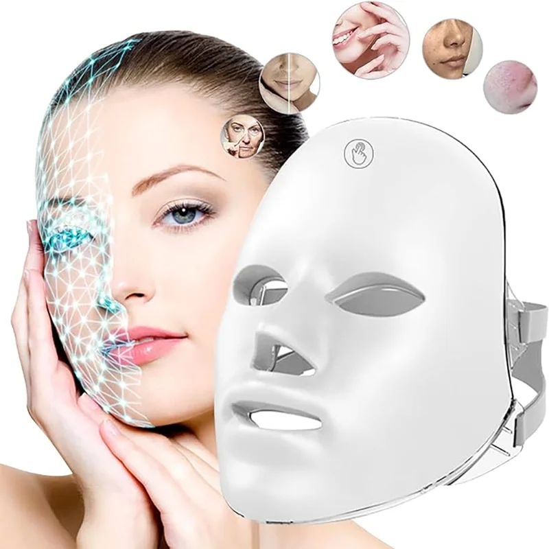 Wiederaufladbare LED-Gesichtsmaske, 7 Farben, LED-Photon-Schönheitsmaske, Hautverjüngung, Heim-Gesichtslifting, Aufhellung, Schönheitsgerät Image