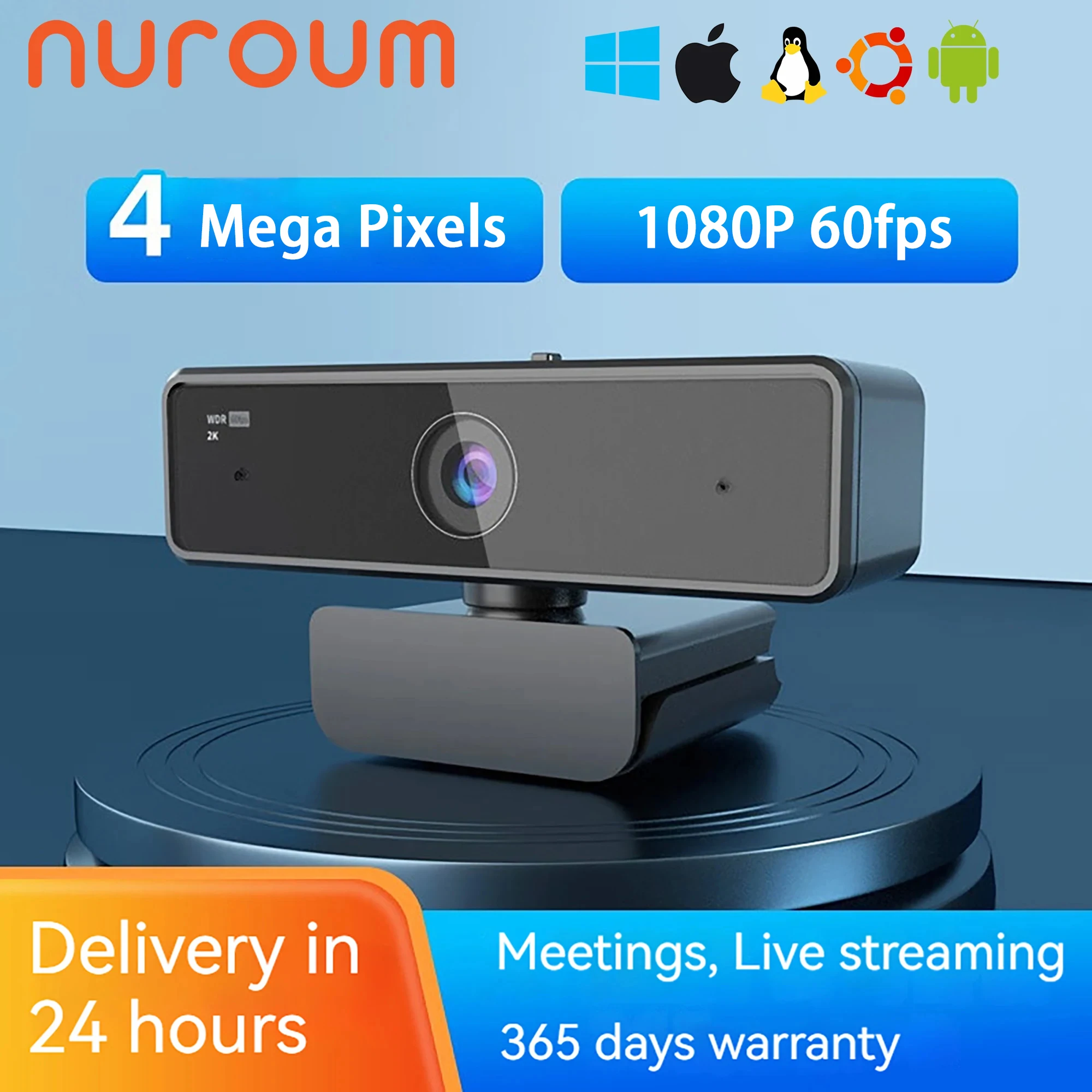 NUROUM V11 2K Webcam mit Dual-Mikrofon 1080P 60fps 1440P 30fps FHD Computer Mini Web Kamera USB für PC Laptop Image