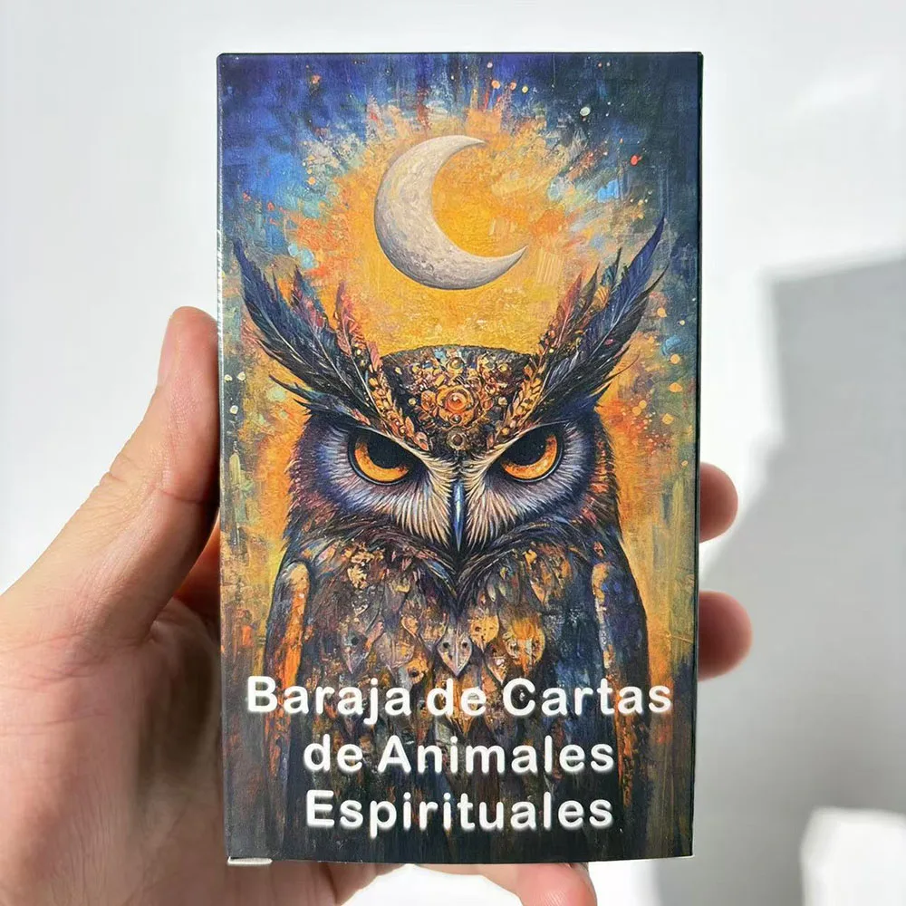 Spanisches Orakel-Deck, Orakelkarten mit Geistertieren, Tier-Nachrichtendeck, Tarot-Deck mit Schlüsselwörtern, 12 x 7 cm große Karten, 52 Karten