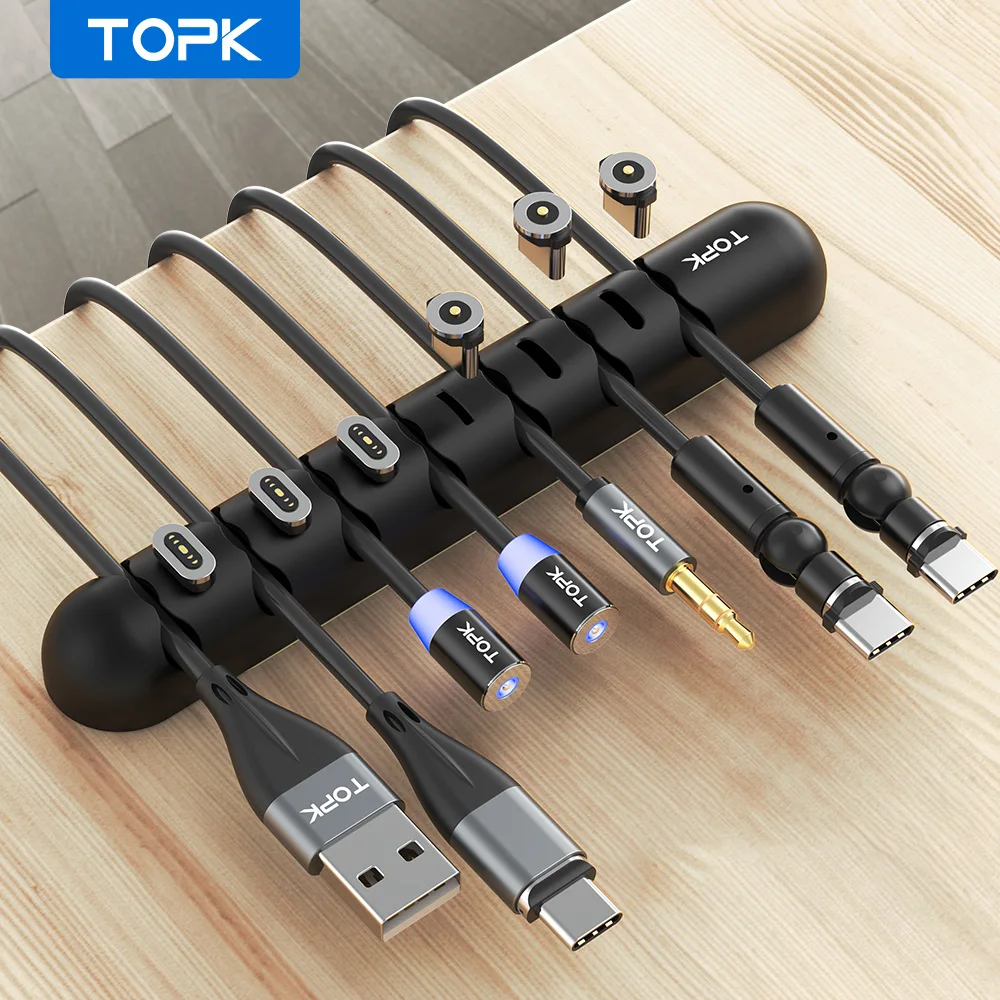 TOPK L35 Kabel-Organizer, magnetische Steckerbox, Silikon-Kabelaufwicklung, flexible Kabelmanagement-Clips für Maus, Kopfhörer Image