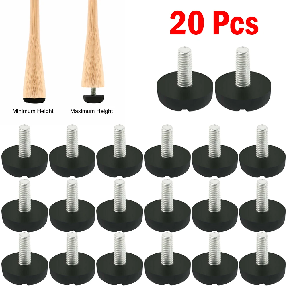 20 Stück zum Anschrauben von Möbeln, Tisch, Stuhl, Gleiten, Nivellierfuß, Einsteller M6 Image