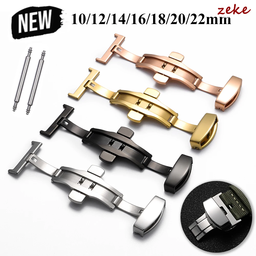 Butterfly-Faltschließe, Doppelklick-Edelstahl-Verschluss für Uhrenarmband, 10/12/14/16 mm, 18 mm, 20 mm, 22 mm, Uhrenarmbandverschluss Image