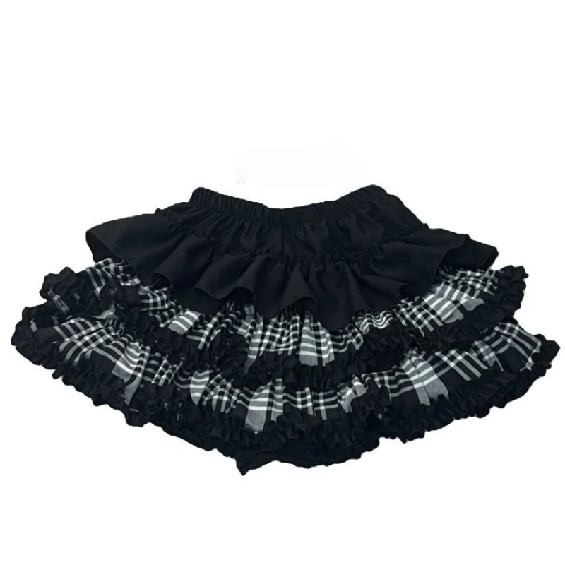 Deeptown Harajuku Gothic Minirock Damen Vintage Grunge Y2k Schwarz Rüschenröcke Punk 2000er Jahre Hohe Taille Kurze Röcke Ästhetisch Image