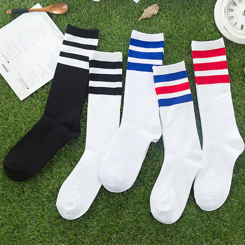 Neue Männer/Frauen 3 Drei Streifen Baumwolle Socken Retro Old School Hiphop Skate Lange Kurze Meias Harajuku Weiß Schwarz winter Cool Image