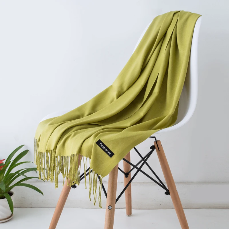 Herbst Winter Frauen Kaschmir Schal Luxus Marke Weibliche Warme Schals Wraps 2021 Pashmina Solide Männer Lange Quasten Schals Foulard Image