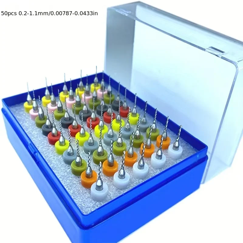 50 stücke/10 stücke Hartmetall Micro Bohrer Set 0,3-1,2mm Mini CNC Bohren Bits für PCB Leiterplatte bohrer Set Image