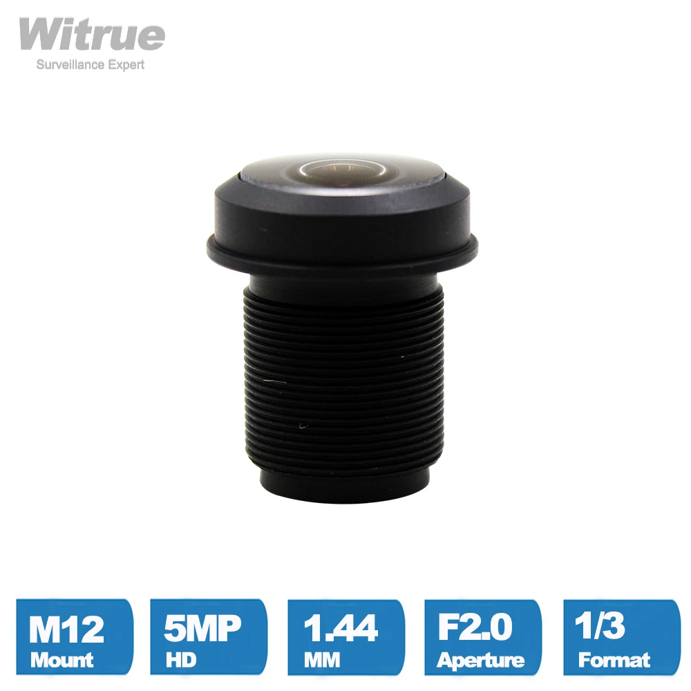 Witrue 1,44 mm Objektiv 5,0 Megapixel Weitwinkel 180 Grad MTV M12 x 0,5 Montage Infrarot-Nachtsicht-Fisheye-Objektive für CCTV-Kamera Image