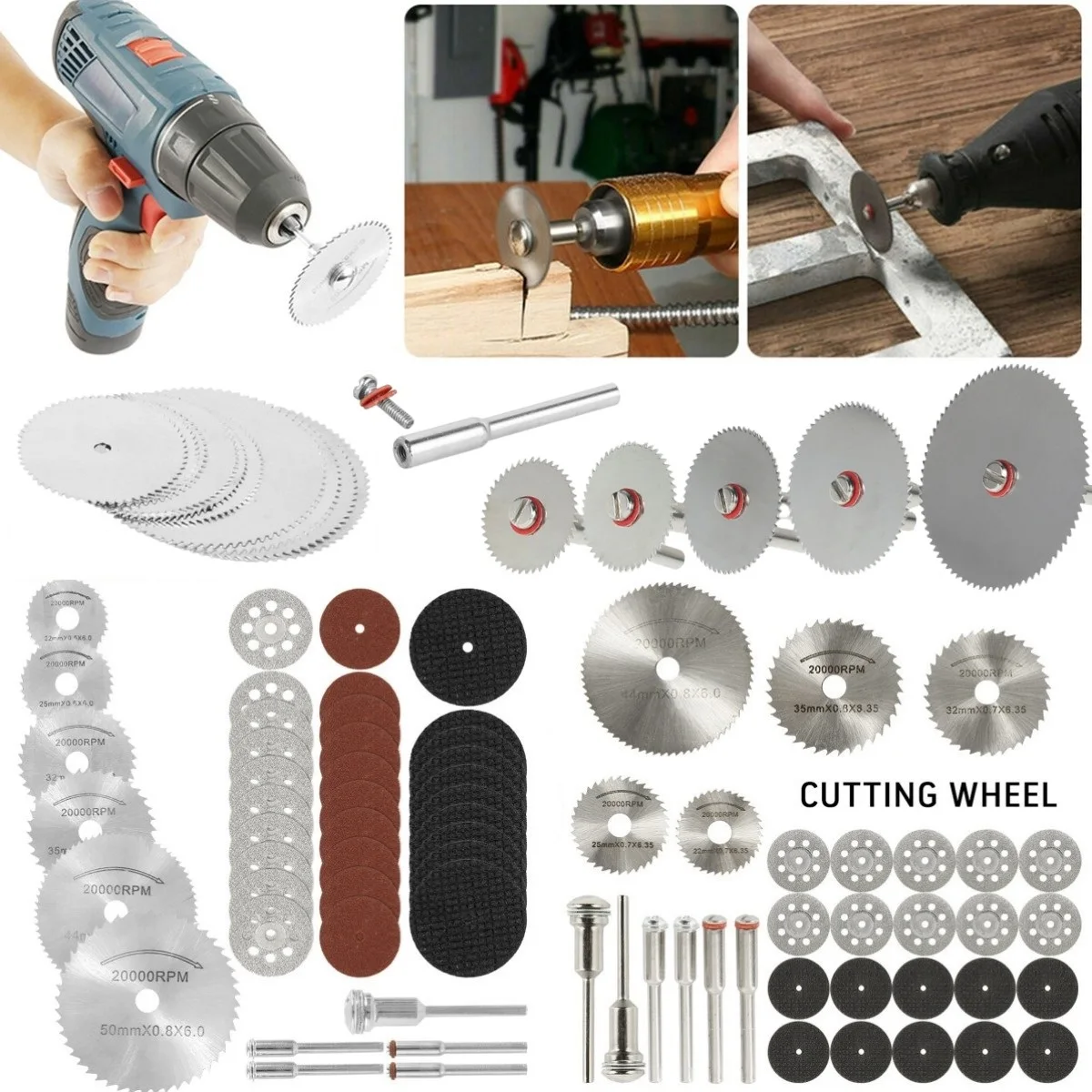 Diamant Trennscheibe Mini Kreissäge Klinge Set Schleifen Schleifen Rad Holzbearbeitung Werkzeug für Dremel Power Werkzeuge Zubehör Image
