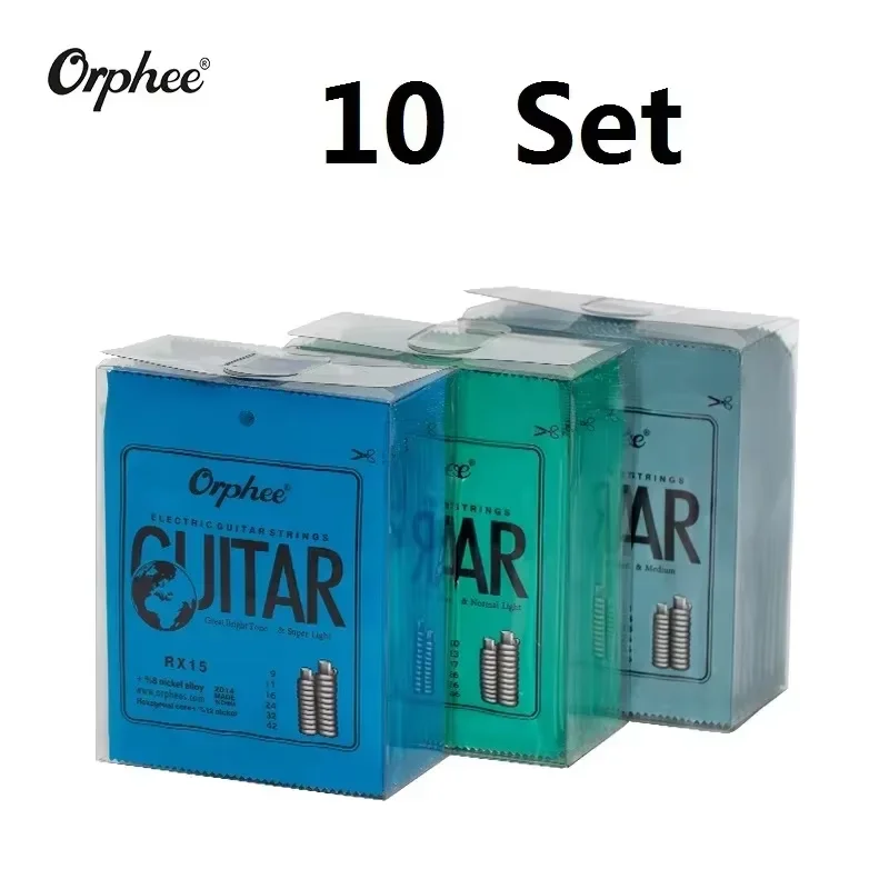 10 Set Orphee RX15 RX17 Elektrische Gitarre Saiten Set Sechseckigen Carbon Stahl Professionelle Beginning Praxis Elektrische Gitarre Teile Image