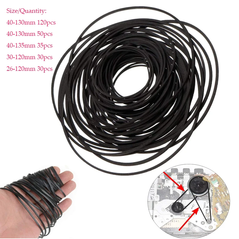 30–120 mm Universal-Mix-Kassettenband, universelle Maschinengürtel, sortierter gemeinsamer quadratischer Gummigürtel für Recorder, Walkman-DVD-Laufwerk Image