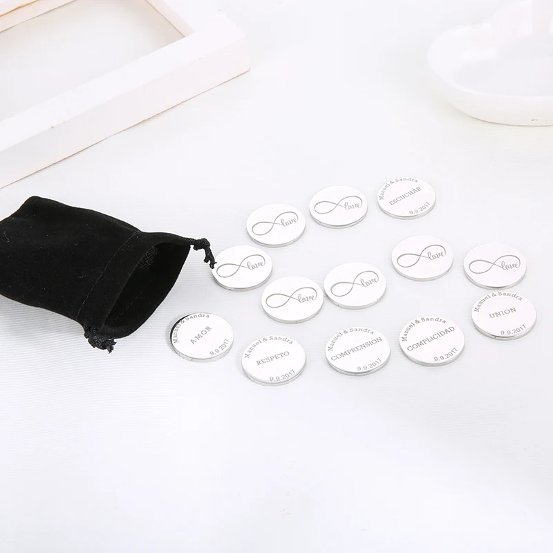 Hochzeit Arras Arras De Boda Personalizadas 13 Runde Anhänger Spanisch Edelstahl Kundenspezifische Runde Anhänger Für Trauung Image