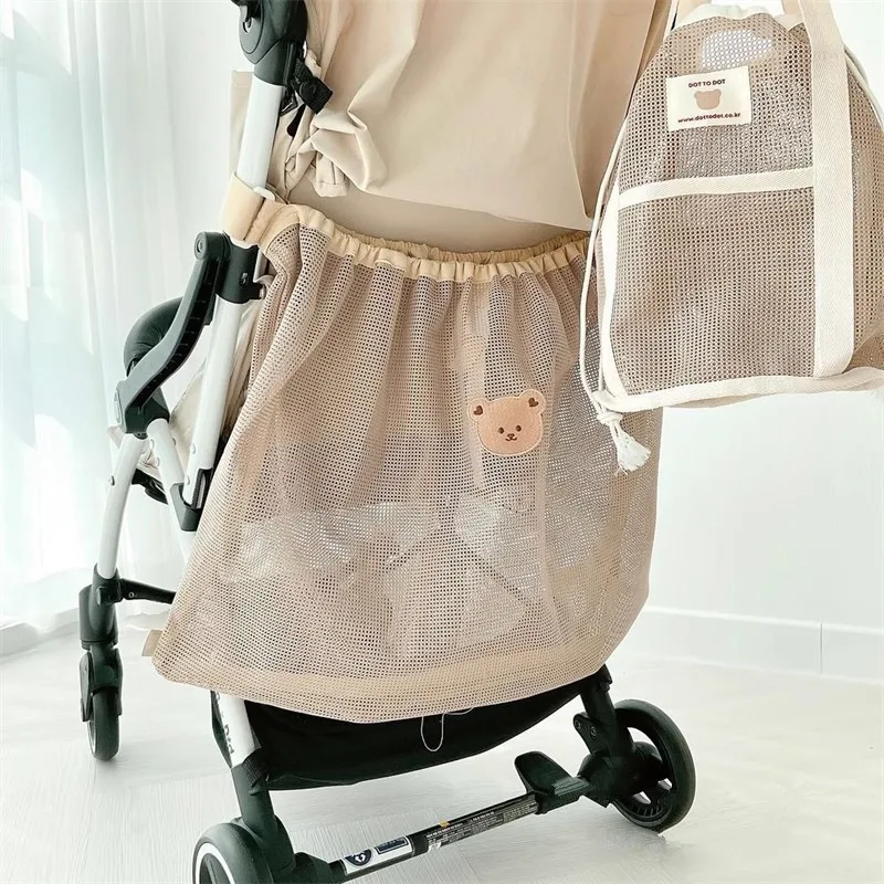 Wiederverwendbare Kinderwagen Hängetasche Sommer Mesh Kinderwagen Tasche Windel Organizer Baby Artikel Windeln Beutel Große Kapazität Warenkorb Zubehör Image