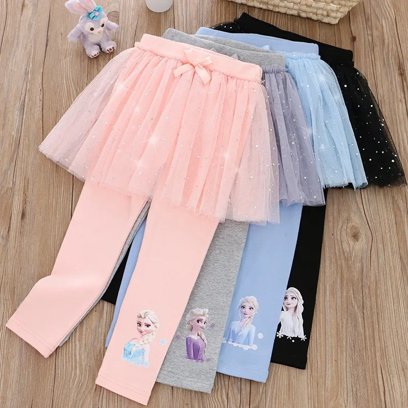 Neue Mädchen Rock Hosen für Kinder Disney gefroren Anna Elsa Prinzessin Röcke Baby Mädchen rosa blau Hose Spitze Kinder Legging 2-8y