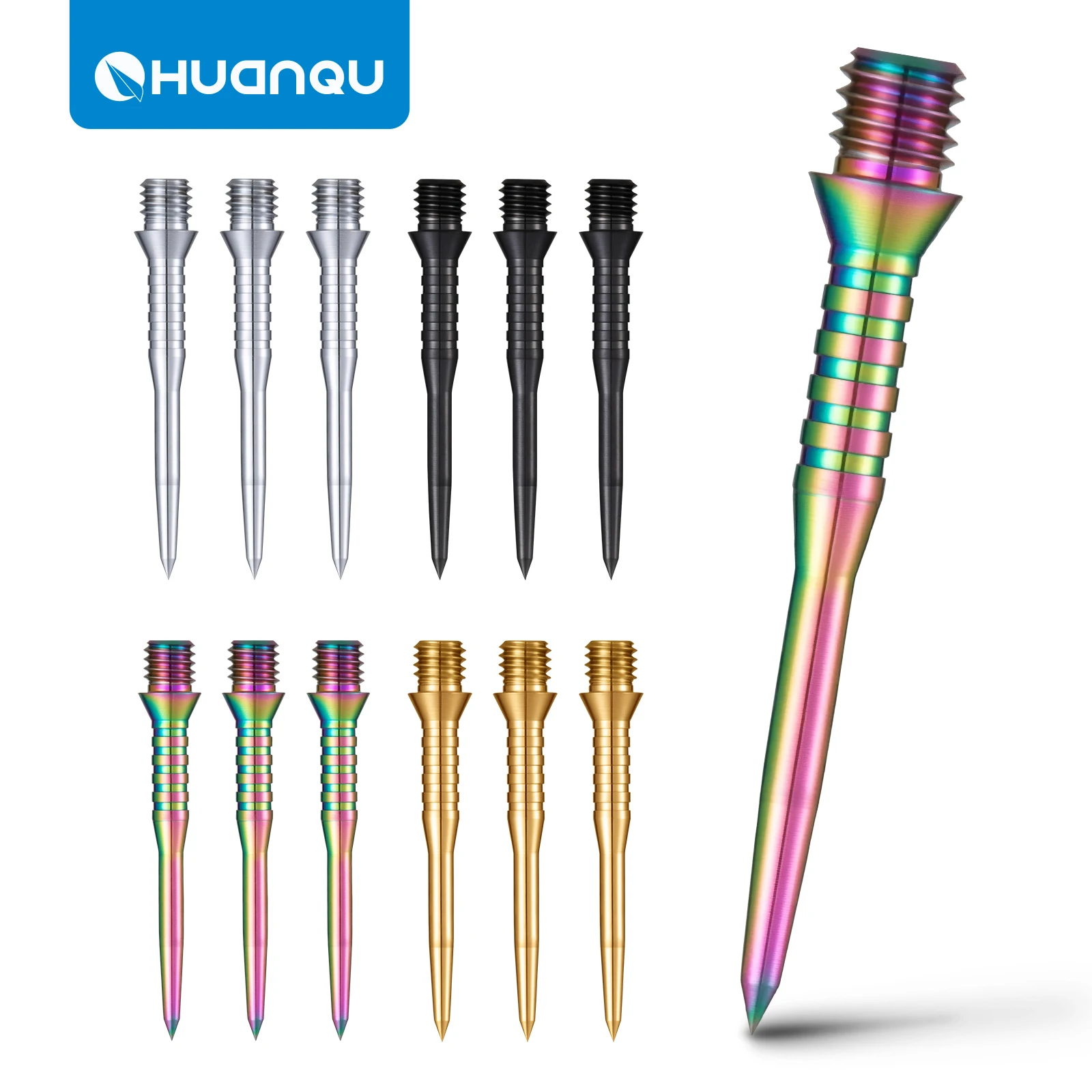 Huanqu Dartspitzen aus Titanlegierung, drei Stück, Standard-2Ba-Gewinde, 35 mm Länge, können Soft-Tip-Darts in Nadel-Darts umwandeln, Dartspitzen-Ersatznadeln, Dart-Zubehör, vier Farben erhältlich Image