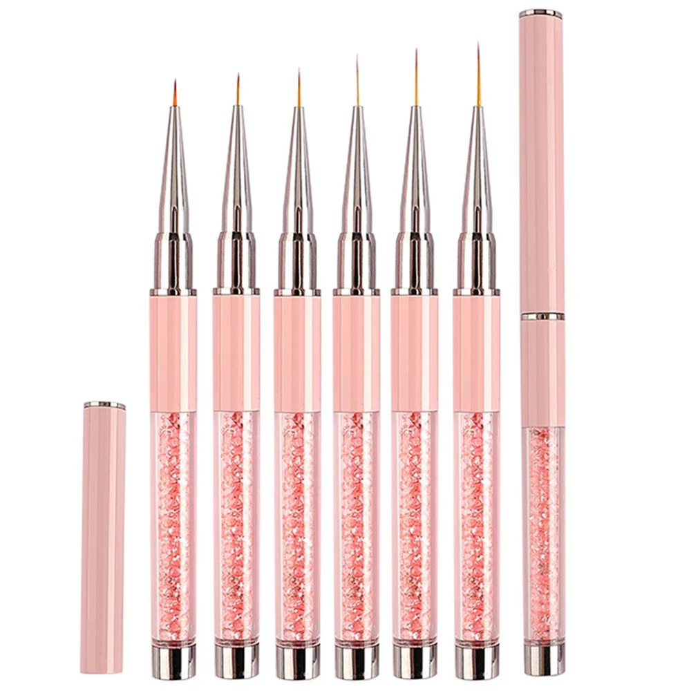 Rosa Nail art Brushse Stift Linien Streifen Blume Malerei Zeichnung Stift Acryl UV Gel Verlängerung Grids Nagel Pinsel Maniküre Werkzeuge 1PCS Image