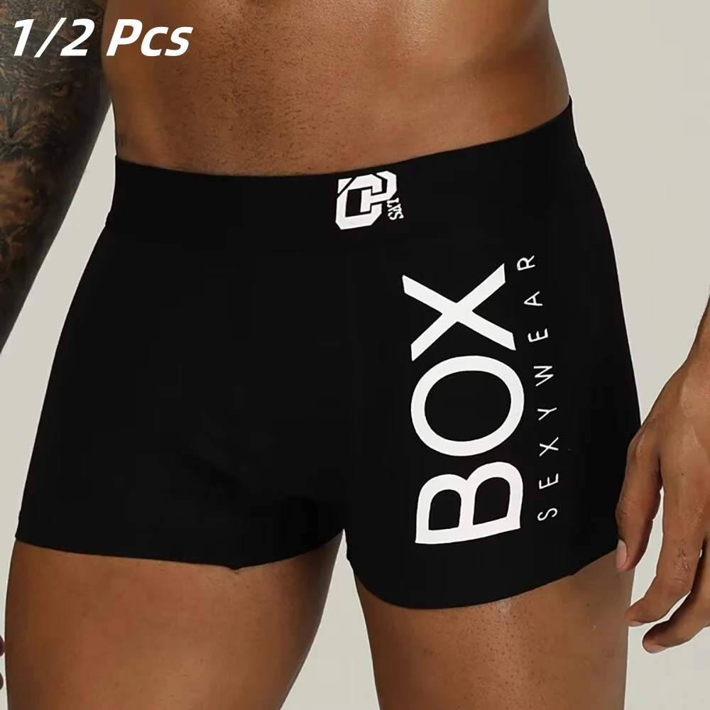 1/2Pcs ORLVS Herren Boxer Sexy Unterwäsche Weiche Lange Boxer Baumwolle Weiche Unterhose Männlichen Höschen 3D Beutel Shorts unter Tragen Hosen Kurze Image