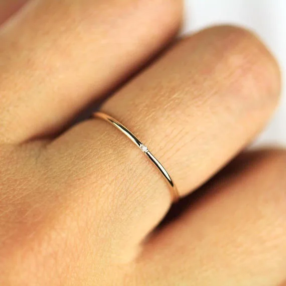 Doppel Fair 2021 Minimal Zirkon Einfache Ringe Für Frauen 3 Farbe 1mm Voll Runde Minimalistischen Dünne Dainty Ring Mode schmuck KCR101 Image