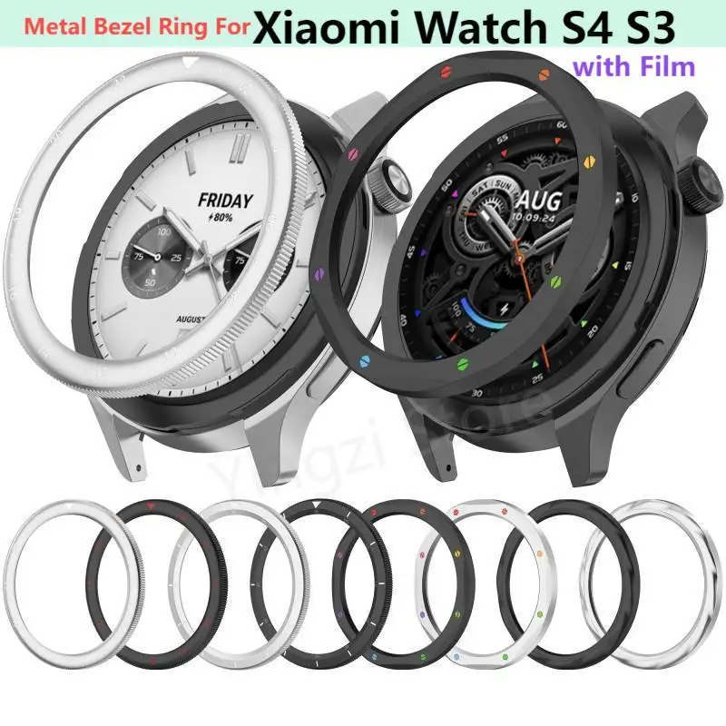 Metall Lünette Ring Für Xiaomi Uhr S4 S3 Schutz mit film Uhr Fall Abdeckung Für Uhr Lünette Shell S3 eSIM S4 eSIM Zubehör Image